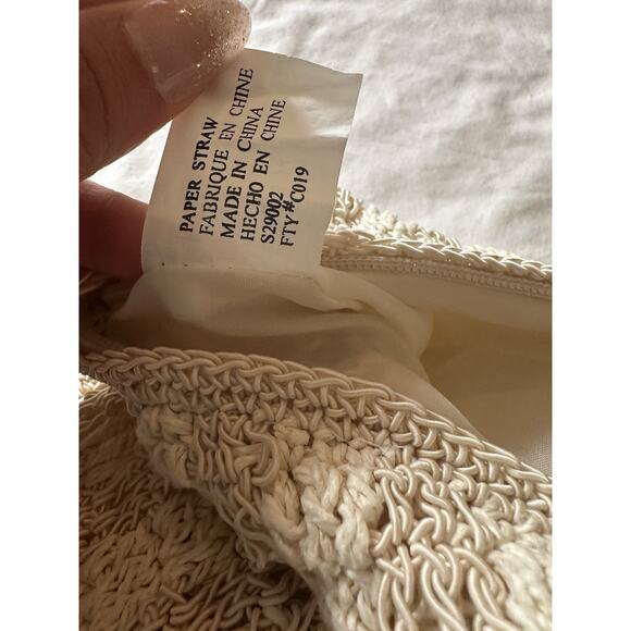 Carlo D’Santi Woven Straw Shoulder Bag | Cream Paper Straw Knit Purse | Vintage - Picture 3 of 8